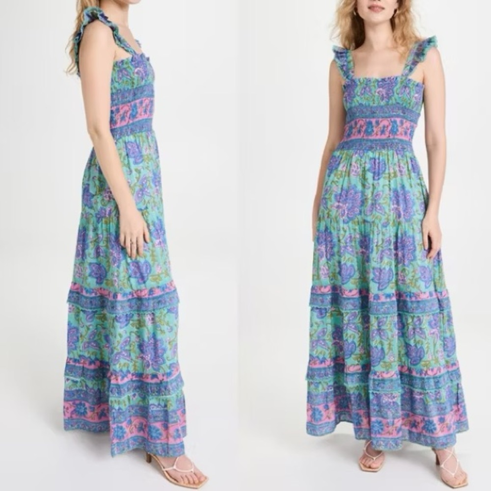 Floral Blue and Pink Maxi Dress